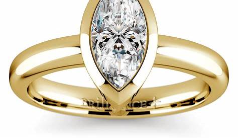 Marquise Diamond Engagement Bezel Setting Ring 18k Gold