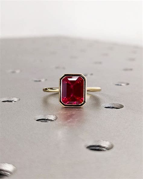 Bezel Set Ruby Ring Cushion