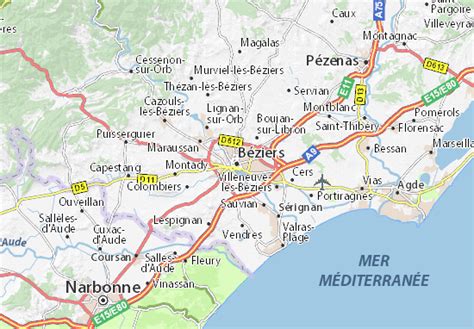 Béziers carte région Carte des régions, Carte, Béziers
