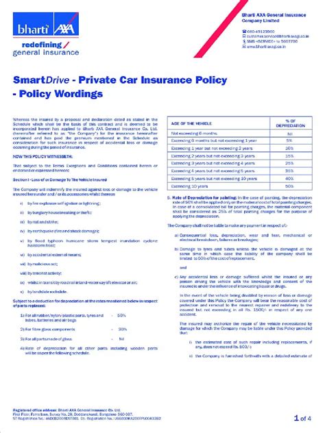 [PDF] Bharti AXA Smart Drive Private Car Insurance Policy PDF Download