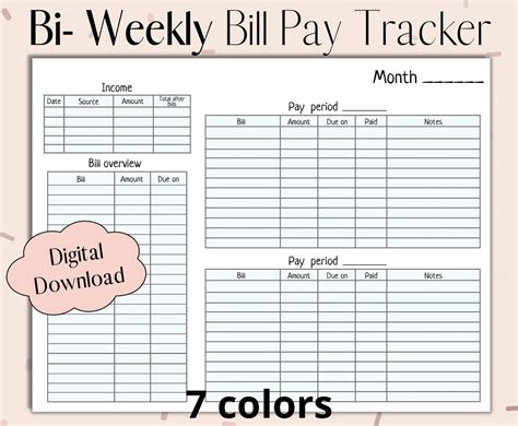 Bi Weekly Bill Tracker Printable