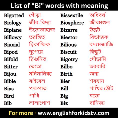 Bi Words List