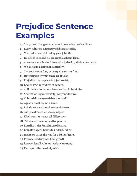 bias and prejudice examples sentences for students