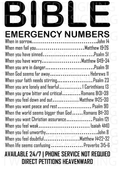 Bible Emergency Numbers Printable: A Must-Have Resource For Every Christian