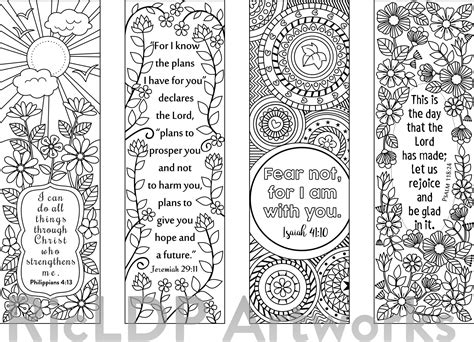 RicLDP Artworks Eight Bible Verse Coloring Bookmarks