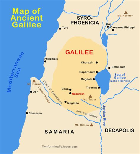 bible map of galilee nazareth jordan river