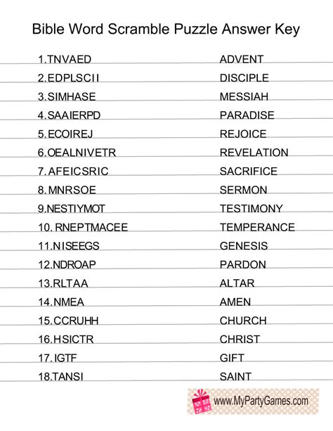 Bible Missing Word Games Printable
