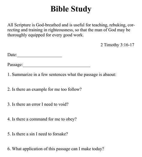 Bible Study Passage Printable