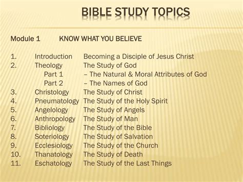 bible study topics 2022