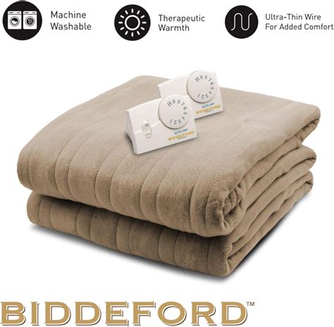BIDDEFORD BLANKETS Micro Mink Sherpa Electric Heated Blanket with