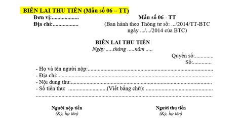 bien lai thu tien