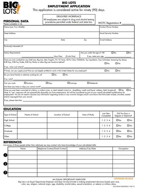 Free Printable Wingstop Job Application Form Page 2