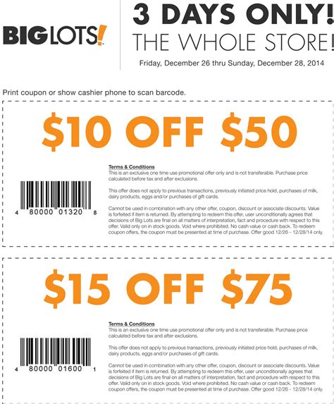 Big Lots Coupon – Get  Off Your  Purchase