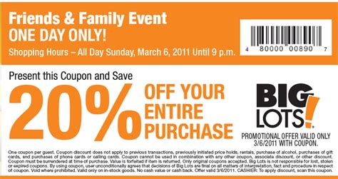 Big Lots Coupon 20 Off Printable: Save Money On Your Purchases