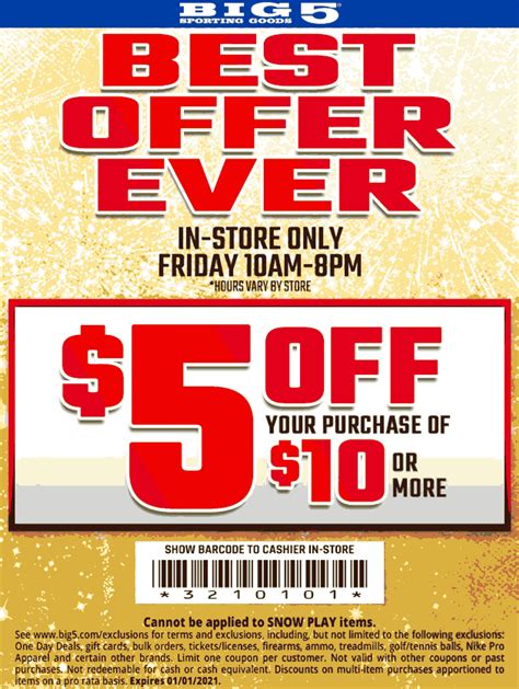 Take Advantage Of The Big 5 Coupon 10 Off  In-Store
