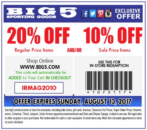 Save 20% On Your Next Purchase With Big 5 Coupon 20 Off