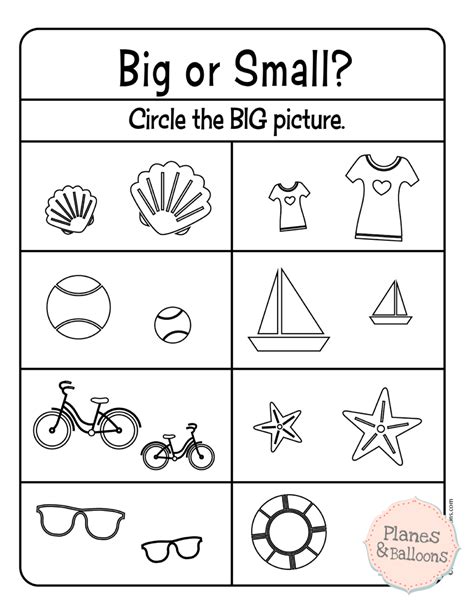 Big And Small Printable Activities