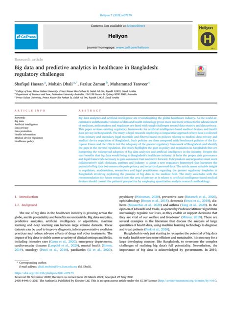big data and predictive analytics in healthcare in bangladesh regulatory challenges