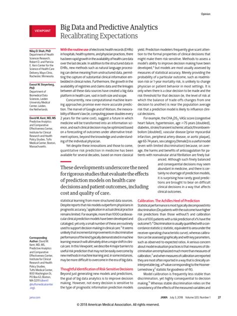 big data and predictive analytics recalibrating expectations