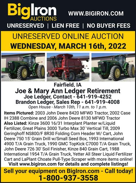 big iron auctions coming up near this month