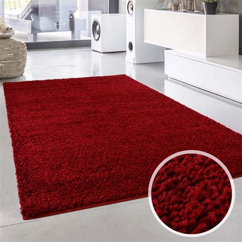 big red shaggy rugs