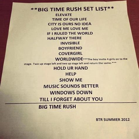 big time rush concert setlist