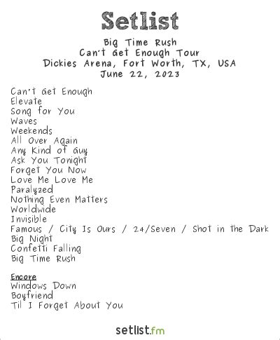 big time rush concert setlist 2023