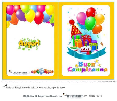 biglietti di buon compleanno per bambini da stampare gratis
