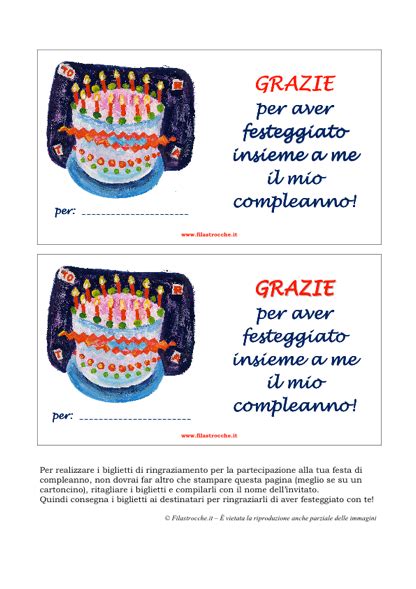 biglietti di ringraziamento compleanno da stampare