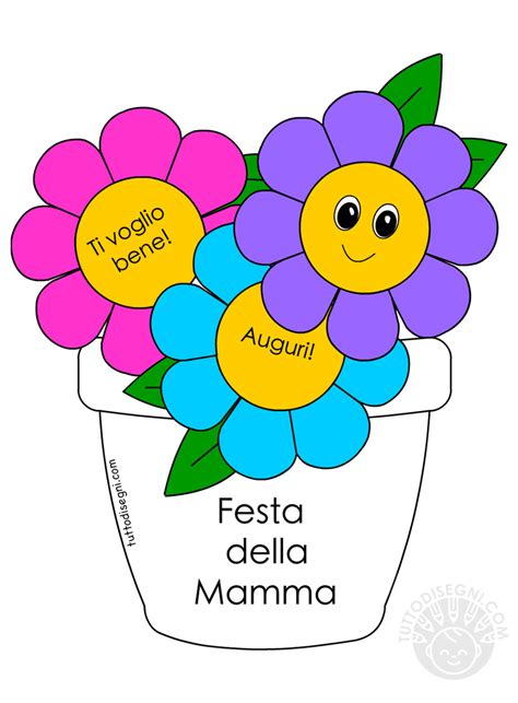 Biglietto Festa Della Mamma A Forma Di Vaso Con Fiori
