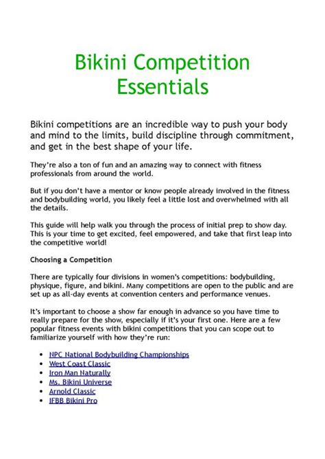 Bikini Competition Essentials
