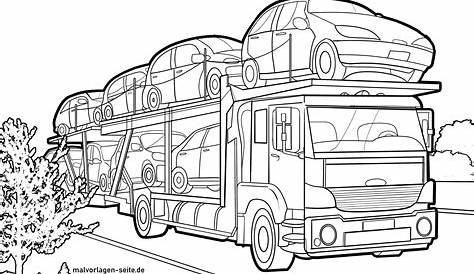 Malvorlage Autotransporter - LKW | Kostenlose Malvorlagen