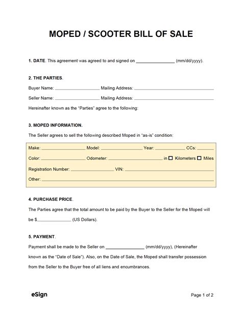 Hawaii Bicycle Moped Bill of Sale Download the free Printable Basic