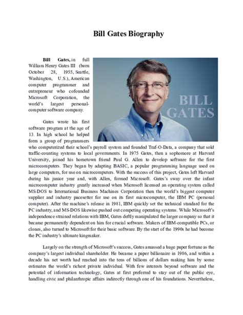 bill gates biography short essay