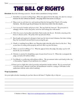 bill of rights scenarios worksheet answers