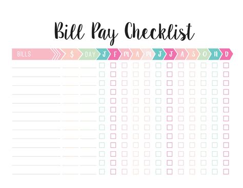 Bill Pay Organizer Editable Printable
