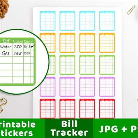 Bill Pay Stickers Printable