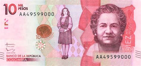 billete de 10 mil pesos colombianos