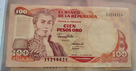 billete de 100 pesos colombianos