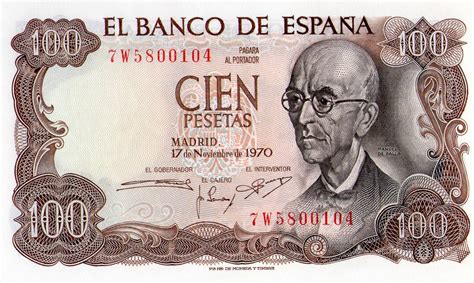 billetes de 100 pesetas