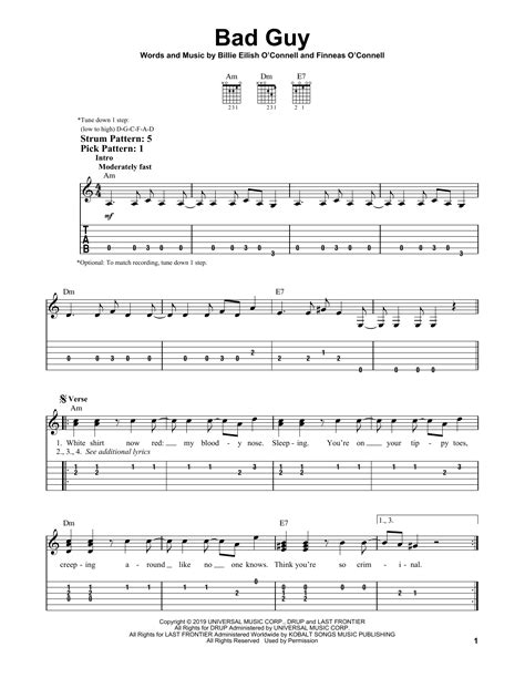 billie eilish guitar songs tab