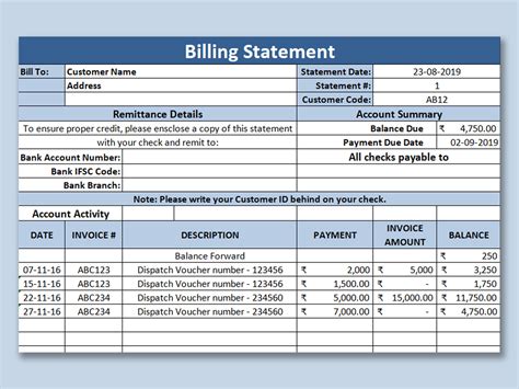 Sample Billing Statement Edit, Fill, Sign Online Handypdf