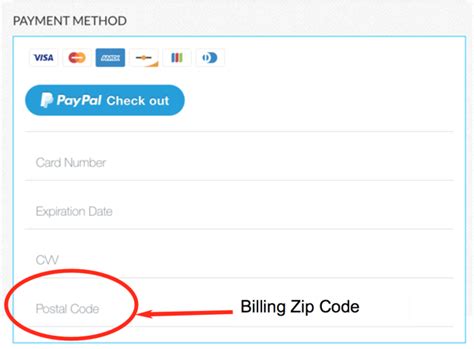 billing zip code sample