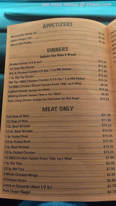 bills bar b que menu