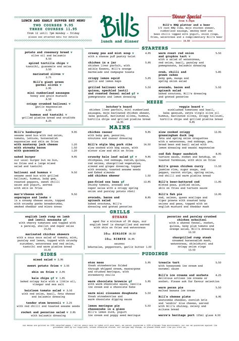 bills menu cardiff