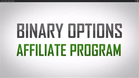 Binary Options Affiliate Program YouTube