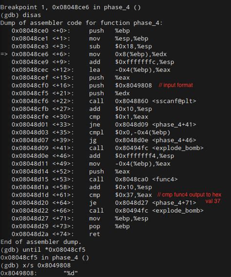 Binary Bomb Lab Walkthrough Phase 4