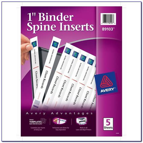 binder 1 inch spine template