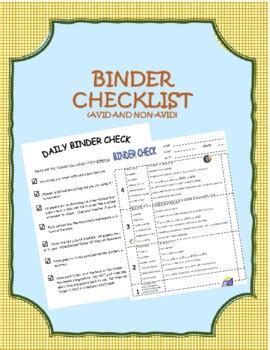 Binder Check List