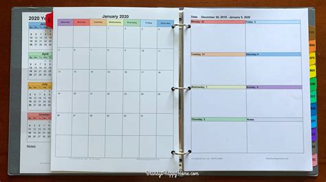Binder Sized Calendar Printable
